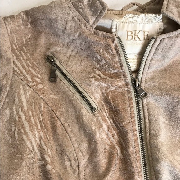 BKE Gold Metallic Faux Suede Moto Jacket Women Size Medium Motorcycle Crop - Picture 5 of 16